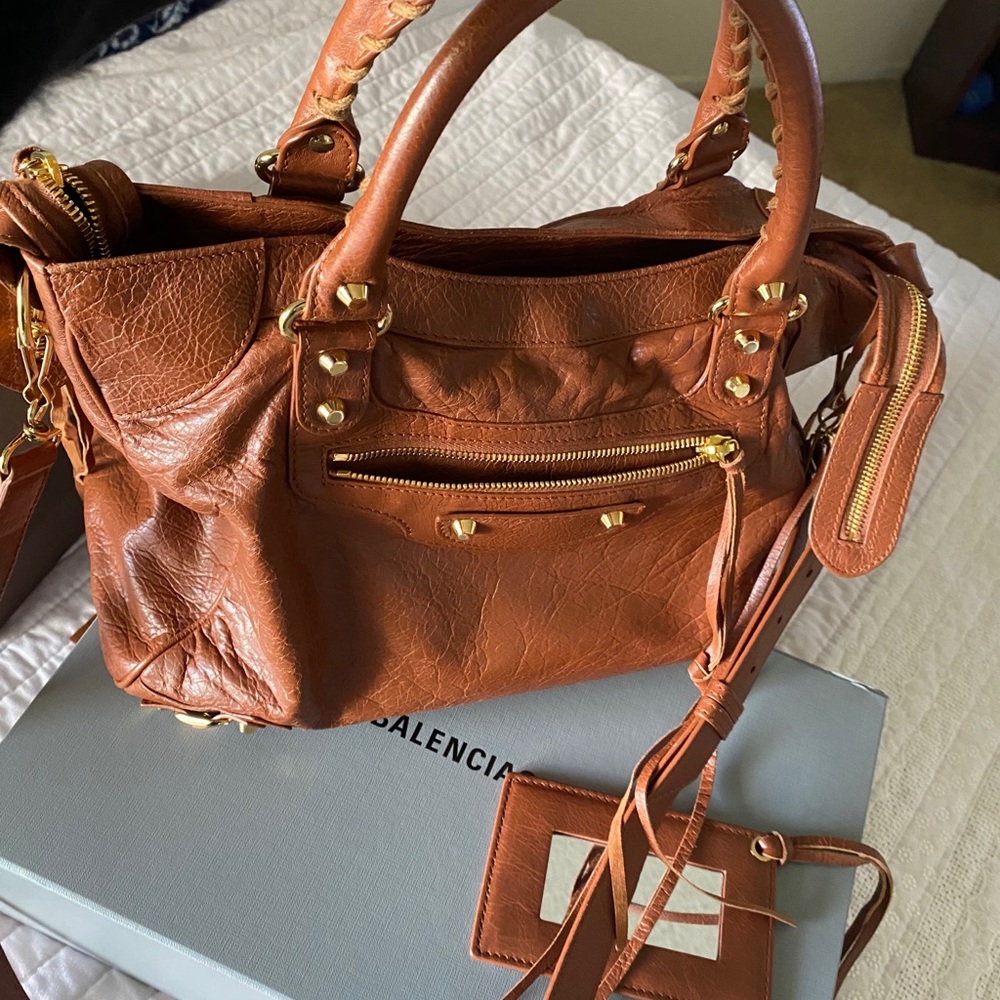 Balenciaga bag. Stunning dark camel color